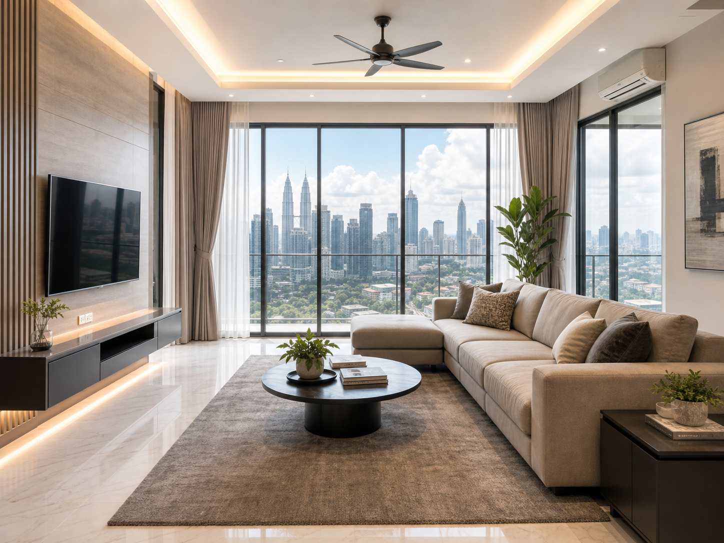 Bright condominium living room